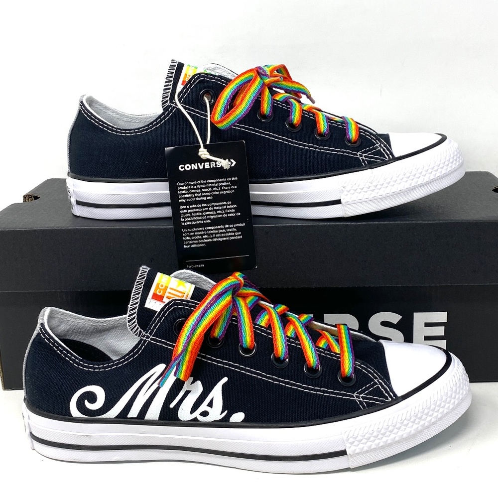 Converse Ctas Low Top Canvas Black Wedding Women's Sneakers Custom 171213C-BLWT - Picture 2 of 12